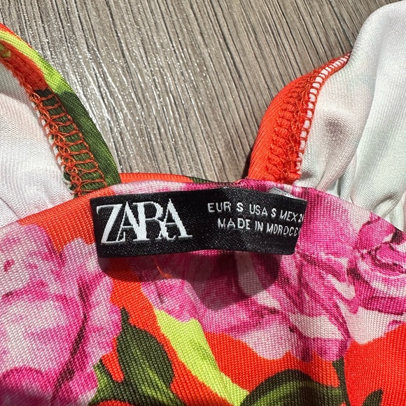 Zara Orange Floral Bodysuit/Size L/Brand New - Picture 6 of 6